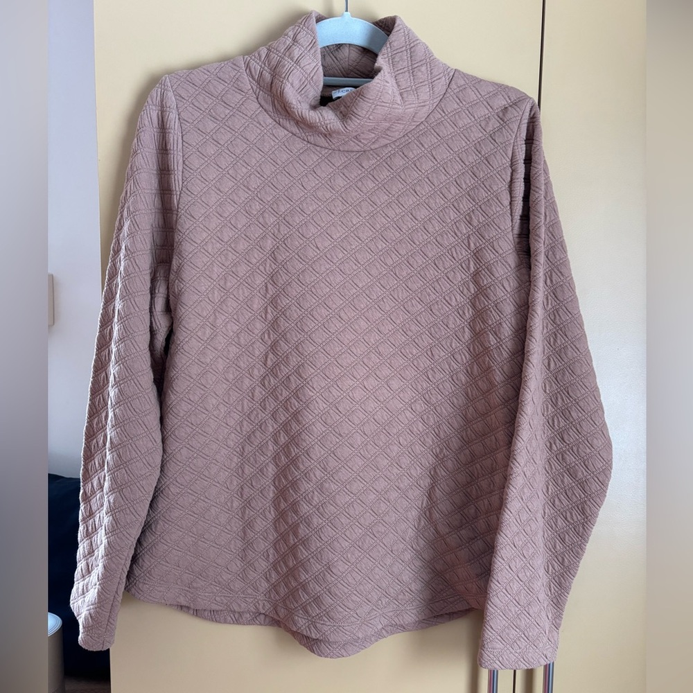 J. Crew Women's Quilted Brown Turtleneck Sweater